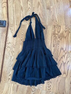 LoveShackFancy Black Smocked Waist Dress